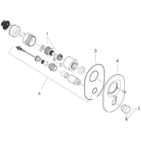 hansgrohe Umrüstset von Kugelkartusche auf M3 Kartusche Chrom für Wannenmischer Unterputz mit Rohrunterbrecher 80mm