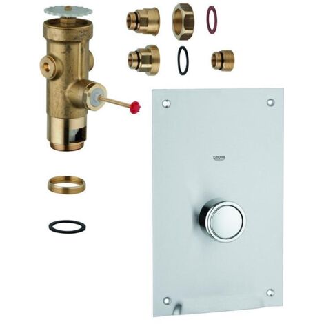 Grohe WC-Druckspüler Wandeinbau DN 20 Austauscharmatur Modell 66304200, Edelstahl-Abdeckplatte