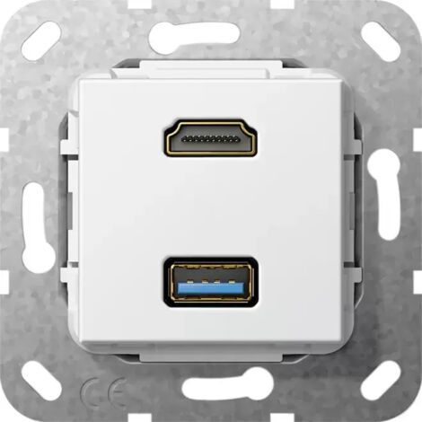 Gira HDMI USB 3.0 A K-Peitsche Einsatz Reinweiß 567903 (1/2)
