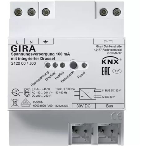 Gira Spannungsvers. 160 mA Drossel KNX REG [212000], 2120 00 (1/2)