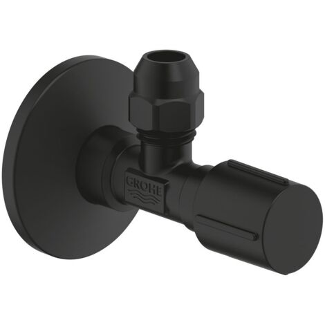 Grohe Eckventil, langer Schubschaft, Schubrosette, Wandanschluss 1/2", Abgang 3/8", Phantom Black, 22074KF0 (1/3)
