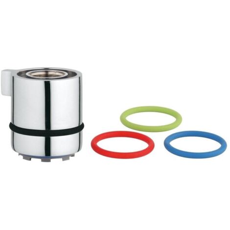 Grohe Griff Chrom inklusive Durchflussbegrenzer, Demontageschlüssel, Befestigung, Farbringen (1/2)