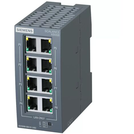 Siemens SCALANCE XB008, unmanaged switch, 8x RJ45, 6GK50080BA101AB2