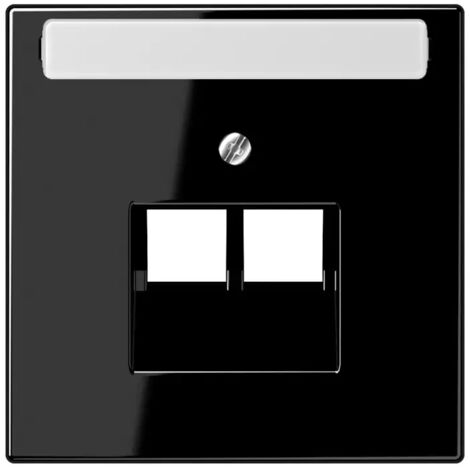 Jung Abdeckung für IAE/UAE-Anschlussdosen, 2 x 8-polig, mit Schriftfeld, Thermoplast, Serie LS, schwarz LS 969-2 NAUA SW (1/2)