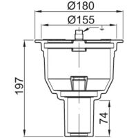 ACO Bodenablauf Passavant DN50 90 Grad/1,0l/s/ Halter./ohne WS/epoxiert, 5149.60.20