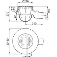ACO Bodenablauf Guss DN100/1,5 Grad/M125/Abdichtring/Anstrich, 6190.05.00