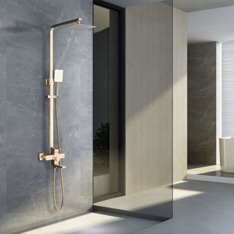 Colonna Doccia Regolabile Oro Spazzolato in Altezza Saliscendi Doccia Colonna Doccia con Miscelatore con Soffione Doccia Saliscendi Doccia con Soffione