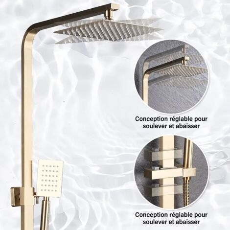 Colonna Doccia Regolabile Oro Spazzolato in Altezza Saliscendi Doccia Colonna Doccia con Miscelatore con Soffione Doccia Saliscendi Doccia con Soffione