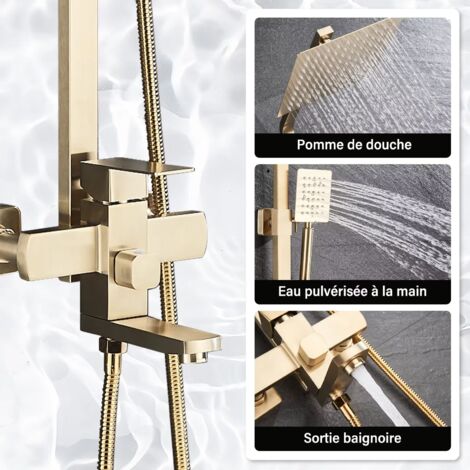Colonna Doccia Regolabile Oro Spazzolato in Altezza Saliscendi Doccia Colonna Doccia con Miscelatore con Soffione Doccia Saliscendi Doccia con Soffione