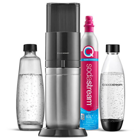 SodaStream 1016812411 Gasatore Duo con Bottiglia di Vetro Nero Acciaio Inossidabile
