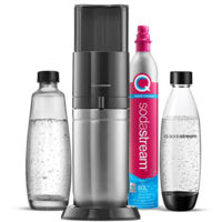 SodaStream 1016812411 Gasatore Duo con Bottiglia di Vetro Nero Acciaio Inossidabile