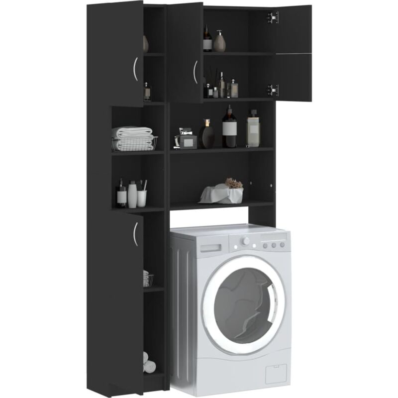 Mueble para lavadora BERG madera maciza negro 76x27x164,5 cm - referencia  Mqm-358557