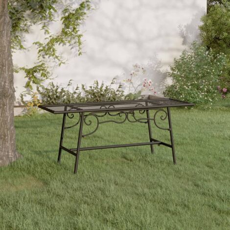 Furniture Limited - Banco de jardín de acero negro 110 cm