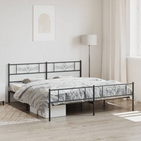 Maison Exclusive Estructura cama metal con cabecero y pie cama blanco  193x203 cm