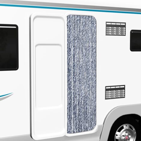 Furniture Limited - Cortina mosquitera chenilla azul blanco y