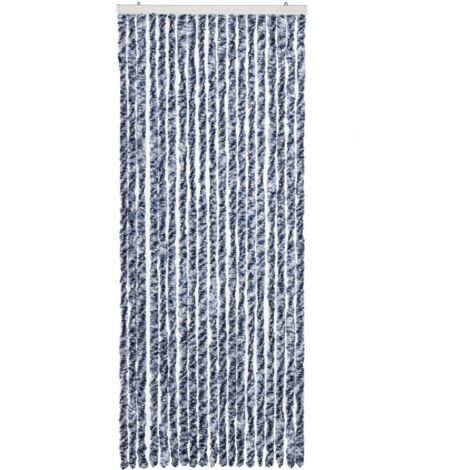 Furniture Limited - Cortina mosquitera chenilla azul blanco y