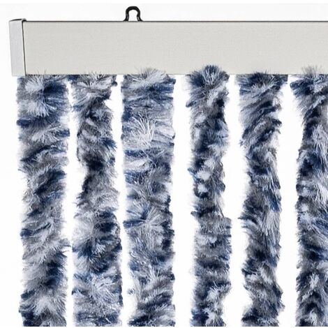 Furniture Limited - Cortina mosquitera chenilla azul blanco y