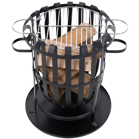 Brasero De Jardín De Acero 58 Cm Con Parrilla Y Tapa - Ideal Para Calentar Y Cocinar Al Aire Libre - Diseño Robusto