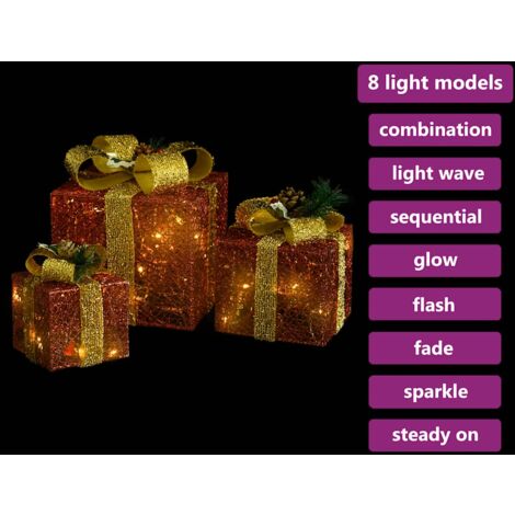 Furniture Limited - Caja regalo decorativa Navidad 3 pzas rojo