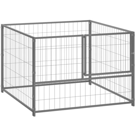 Furniture Limited - Perrera de acero plateado 100x100x70 cm