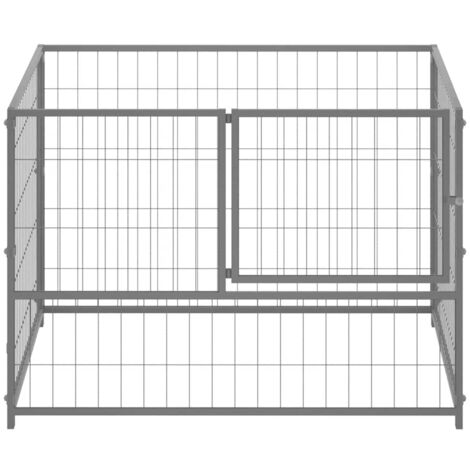 Furniture Limited - Perrera de acero plateado 100x100x70 cm