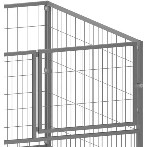 Furniture Limited - Perrera de acero plateado 100x100x70 cm