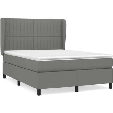 Maison Exclusive - Cama box spring con colchón tela gris oscuro 140x200 cm