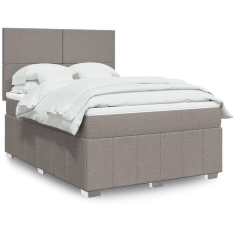 Maison Exclusive - Cama box spring con colchón tela gris taupe 140x200 cm
