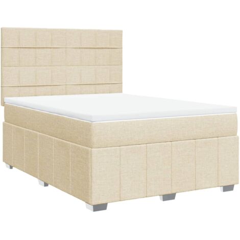 Maison Exclusive - Cama box spring con colchón tela color crema 140x200 cm