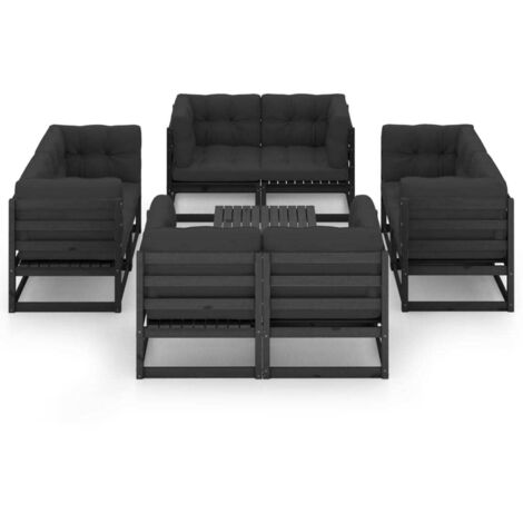 Maison Exclusive - Juego de muebles de jardín 9 pzas y cojines madera pino maciza (1/5)