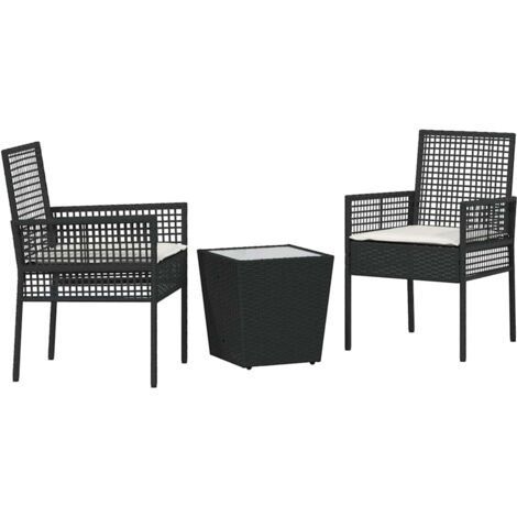 Maison Exclusive - Juego Bistro de Jardín 3 pcs Negro ratán sintético (1/5)
