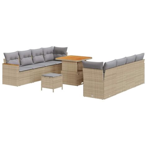 Maison Exclusive - Conjunto de sofás de jardín 12 pcs Beige ratán sintético (1/5)