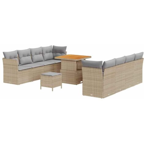 Maison Exclusive - Conjunto de sofá de jardín con cojín 11 pcs Beige y Gris Claro (1/5)