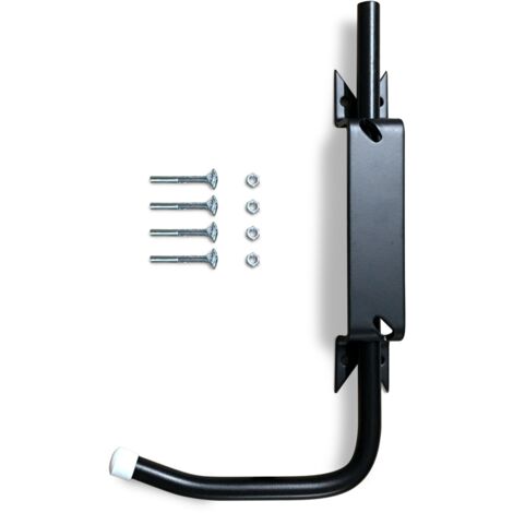 Bloque volet noir gauche standard pour volet bois – Acier massif ∅ 14 mm – Installation sans scellement – Vue de gauche intérieure