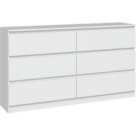 ASTER - Cassettiera grande per camera da letto soggiorno ufficio - 6 cassetti - 138x40x75cm - 6 cassetti - Stile scandinavo