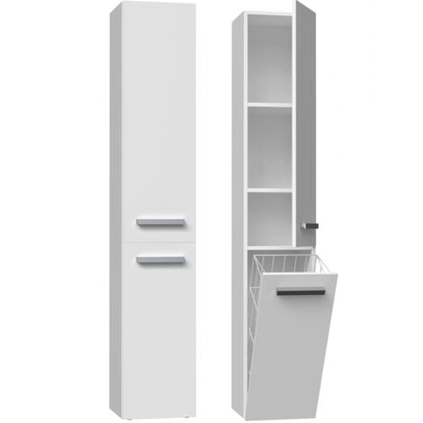 YANA - Mobile bagno con portabiancheria - 31x30x174 cm - Colonna portaoggetti bagno