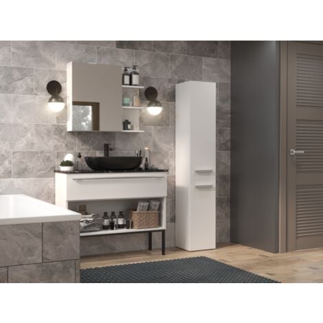 YANA - Mobile bagno con portabiancheria - 31x30x174 cm - Colonna portaoggetti bagno