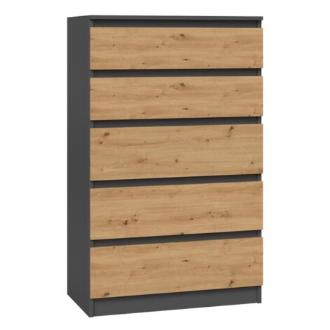 MILANO - Cassettiera moderna 5 cassetti - 70x40x109.5 cm - Mobile contenitore - Stile scandinavo