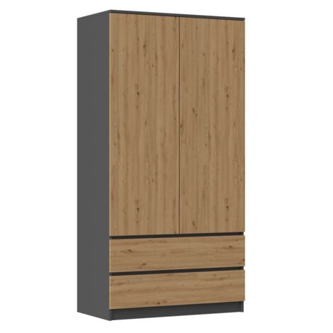 TORINO - Armadio camera da letto in stile moderno - Armadio multifunzione - 2 ante + 2 cassetti - Dressing