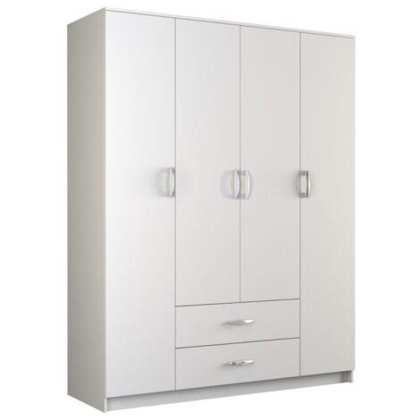 Armadio con asta appendiabiti, armadio con 2 ante, 2 cassetti, camera da letto, soggiorno, armadio da corridoio, truciolato, bianco