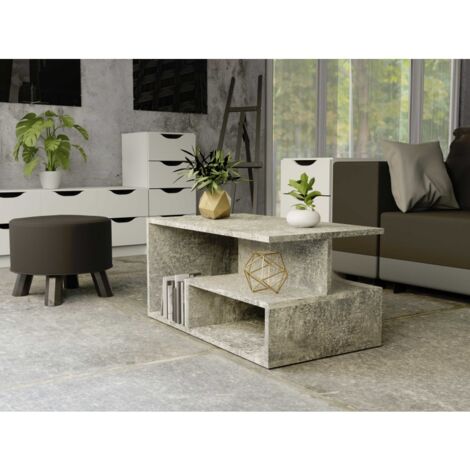 SIENNE - Tavolino - Stile industriale - Imitazione cemento -90x51x43 cm