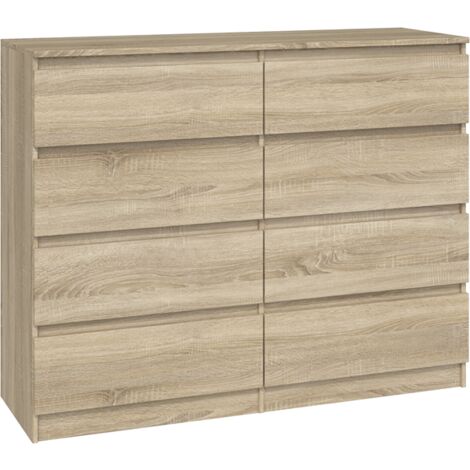 MILANO 8/120  Cassettiera moderna per camera da letto/soggiorno/ufficio 40x120x97  8 cassetti scorrevoli  Mobile contenitore  chiffon