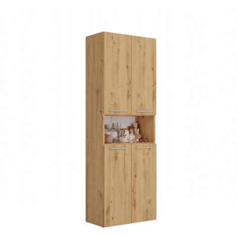GLAZE - Mobile da bagno con cestino - Stile moderno - 174x60x30 cm - Colonna bagno