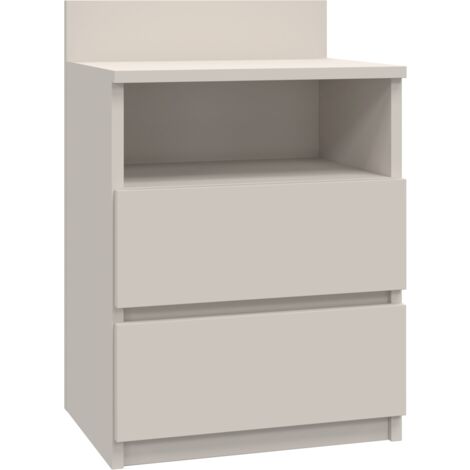 Topeshop – Comodino moderno 2 cassetti – Colore cashmere elegante – Design minimalista senza maniglie – Ampio ripiano superiore (1/6)