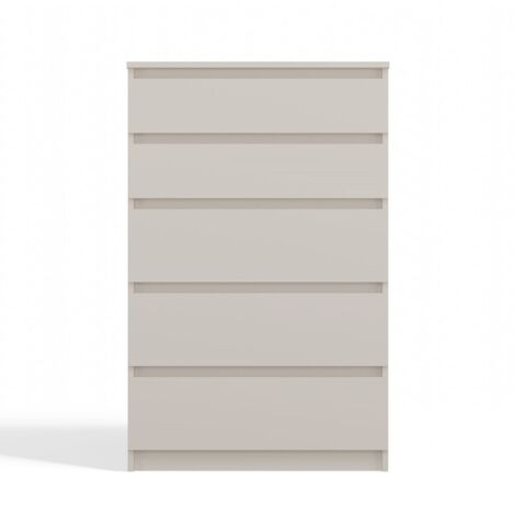 Cassettiera 5 Cassetti Moderna - Comodino In Legno Per Camera, Soggiorno O Ufficio (Bianco, 75x40x94cm)