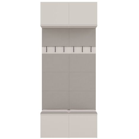 HAGA - Appendiabiti a 6 ganci - Guardaroba da ingresso con seduta 238x100x35 cm - Beige cashmere