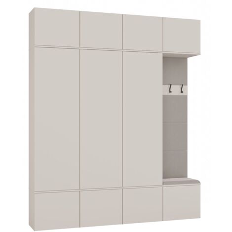 HAGA - Set per ingresso con 3 armadi + appendiabiti + panca 200x35x238 cm - beige cashmere