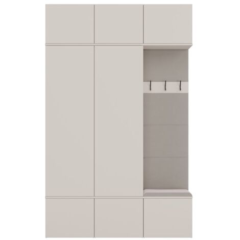 HAGA - Set per ingresso con 2 armadi + appendiabiti + panca 150x35x238 cm - beige cashmere