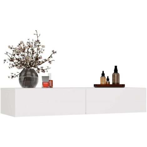 MIKA - Toeletta da parete 110 cm con 2 cassetti - Bianco (camera)