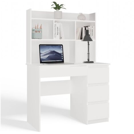 Sweetcrispy Scrivania Per Computer 122 Cm Con Cassetti E Ripiani - Design Moderno, Struttura Robusta - Per Casa, Ufficio, Camera Da Letto - Nero - 2